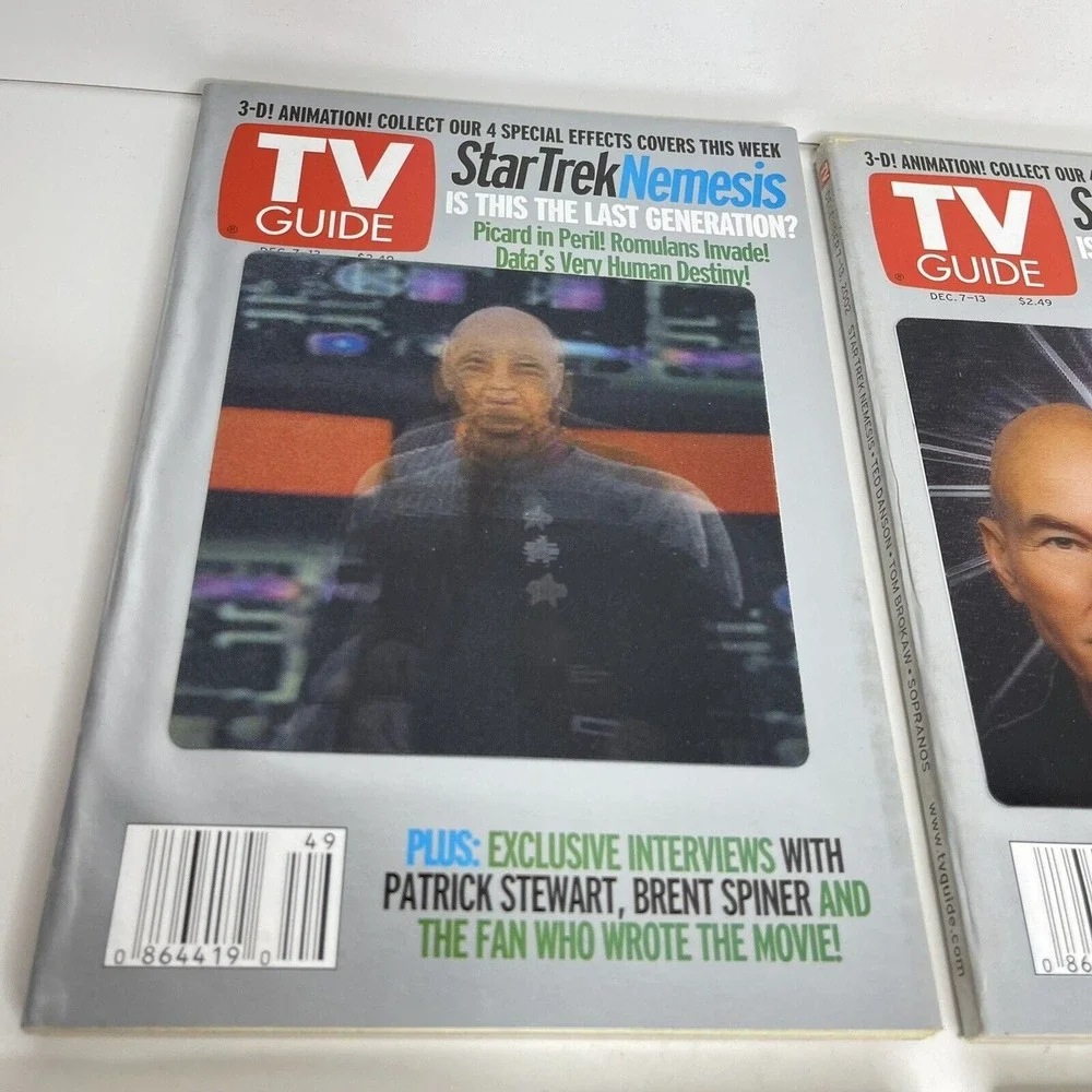 Star Trek Nemesis TV Guide‎ 3-D Animation Lot of 4 Vintage